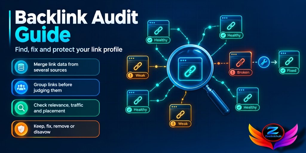 Backlink audit guide showing how to find and fix backlink problems