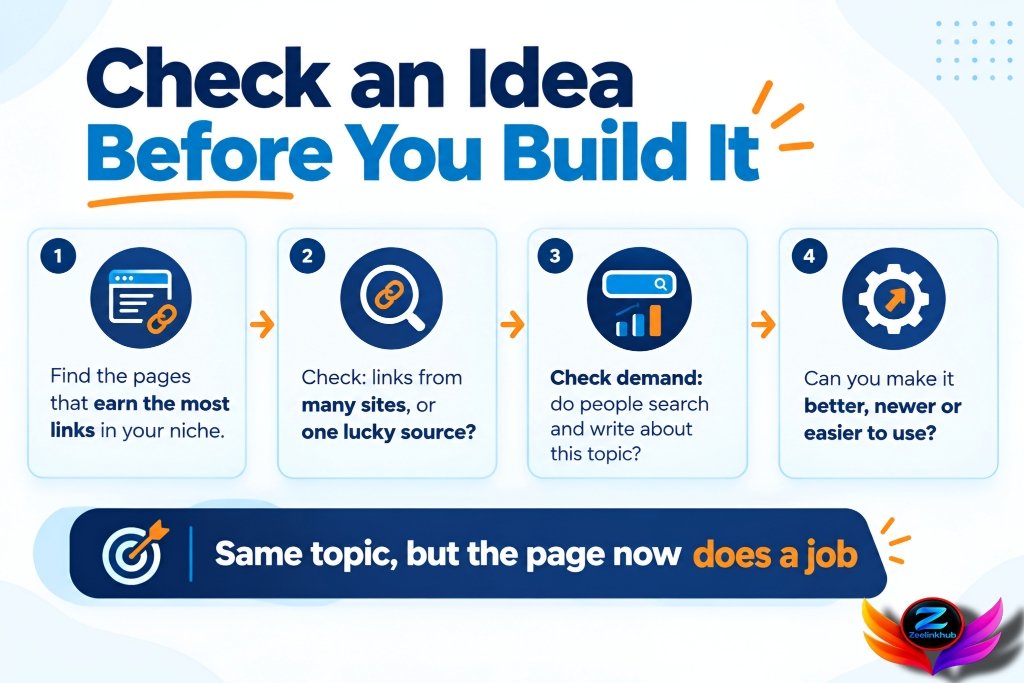 Steps to check a linkable asset idea before building it