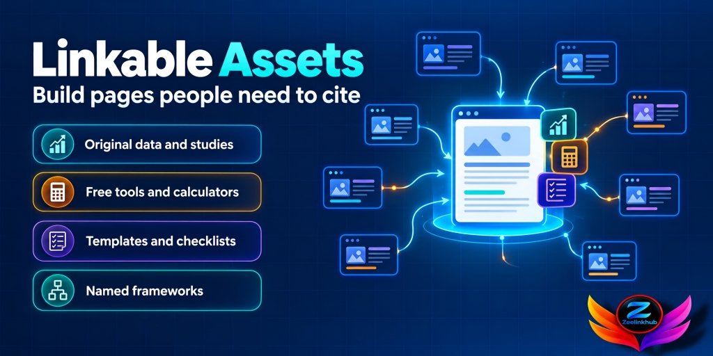 Linkable assets guide showing which content types earn backlinks