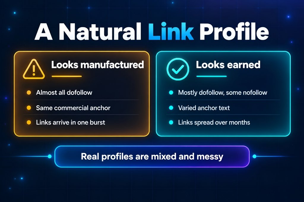 What a natural mix of dofollow and nofollow links looks like in a backlink profile