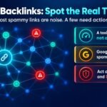 Infographic explaining toxic backlinks, tool scores and when to act