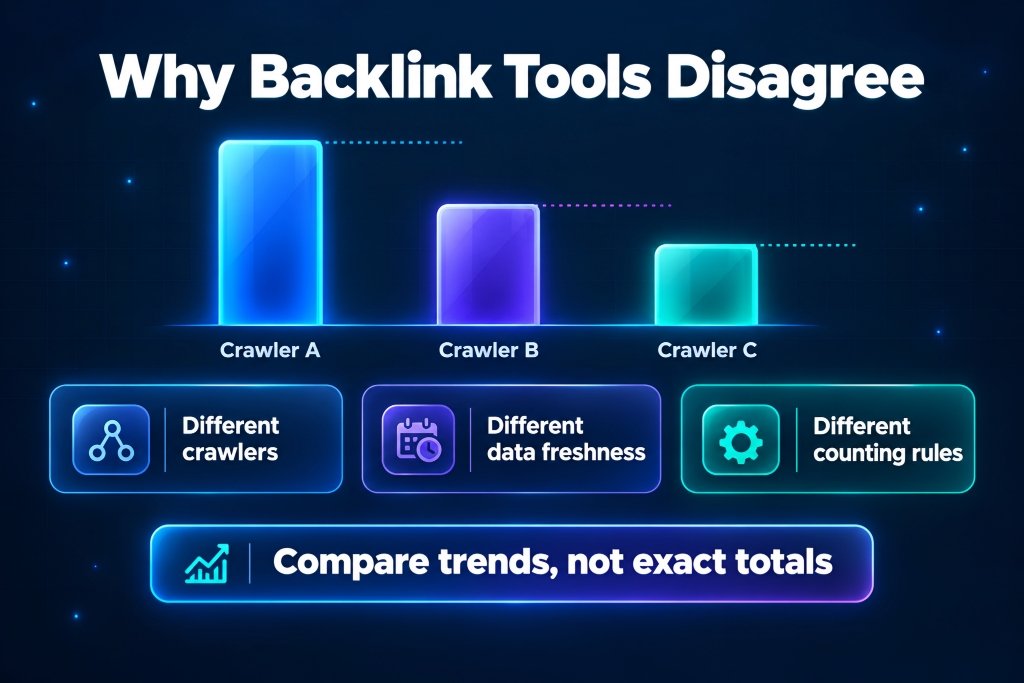 Why backlink checker tools show different numbers for the same site